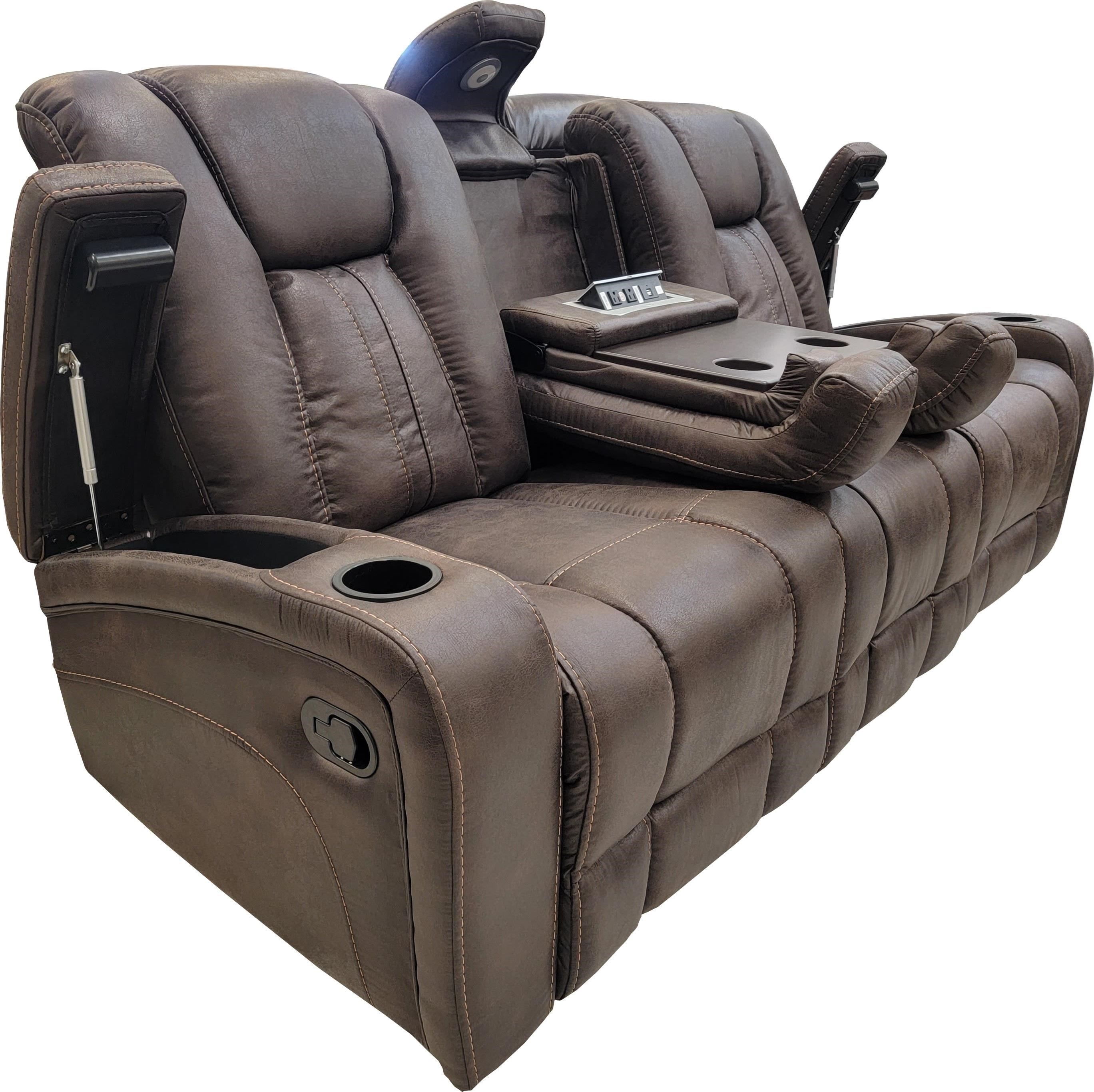Cheers 9990M X9990BML32MTL Dual Reclining Sofa with Drop Down Table